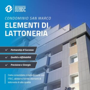 Elementi di lattoneria installati al Condominio San Marco a Udine, forniti da Officine Nuove in collaborazione con ITEC di Mattarollo srl